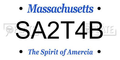 SA2T4B Massachusetts License Plate