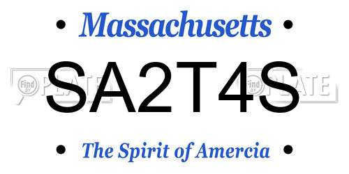 SA2T4S Massachusetts License Plate