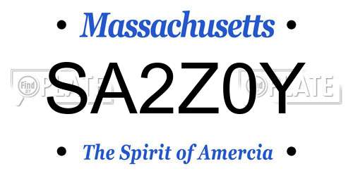 SA2Z0Y Massachusetts License Plate