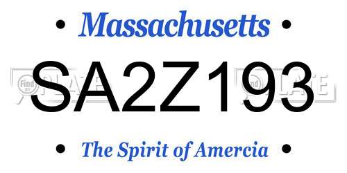 SA2Z193 Massachusetts License Plate