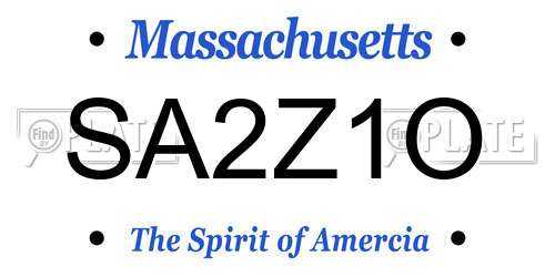 SA2Z1O Massachusetts License Plate