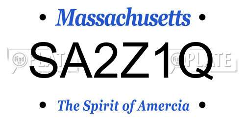 SA2Z1Q Massachusetts License Plate