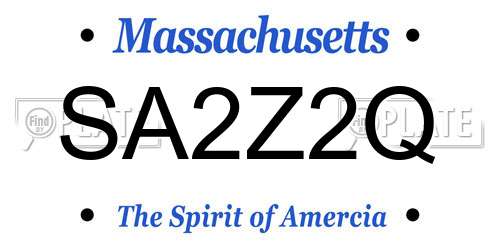 SA2Z2Q Massachusetts License Plate