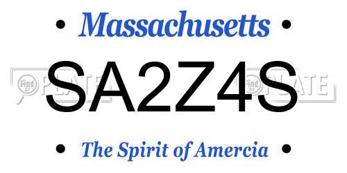 SA2Z4S Massachusetts License Plate