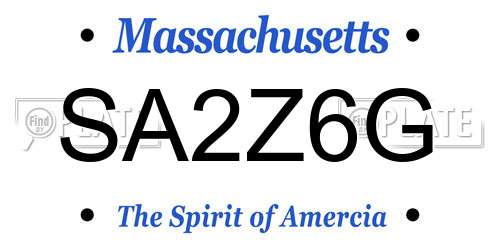SA2Z6G Massachusetts License Plate