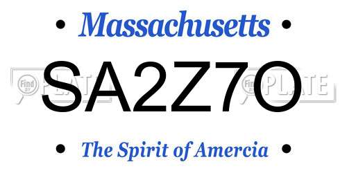 SA2Z7O Massachusetts License Plate