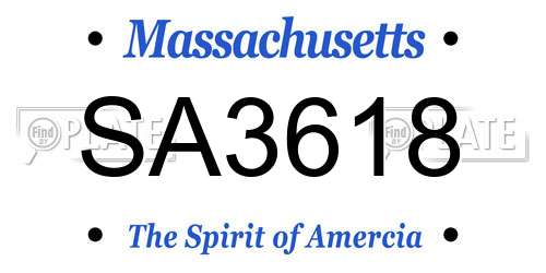SA3618 Massachusetts License Plate