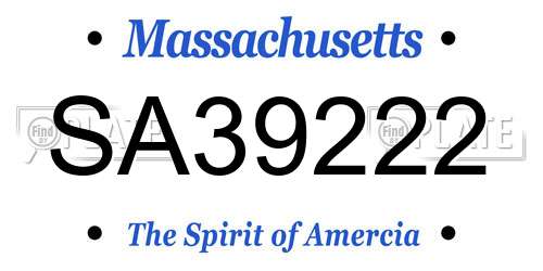 SA39222 Massachusetts License Plate