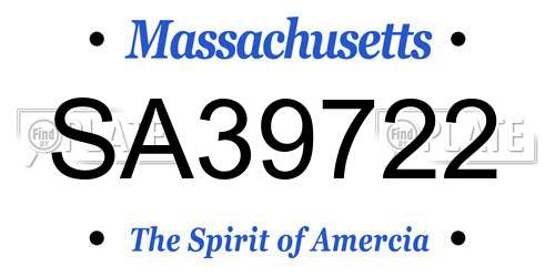 SA39722 Massachusetts License Plate