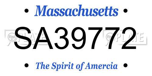 SA39772 Massachusetts License Plate
