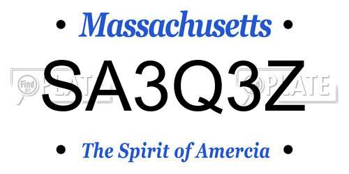 SA3Q3Z Massachusetts License Plate