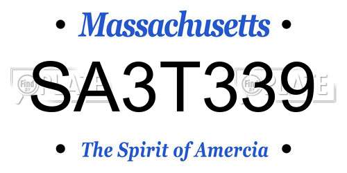 SA3T339 Massachusetts License Plate
