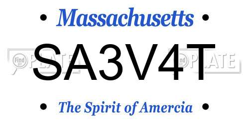 SA3V4T Massachusetts License Plate