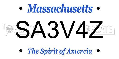 SA3V4Z Massachusetts License Plate