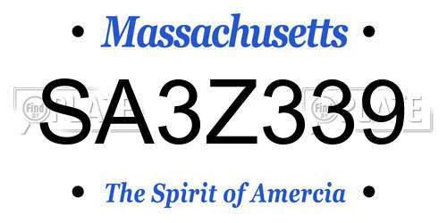 SA3Z339 Massachusetts License Plate