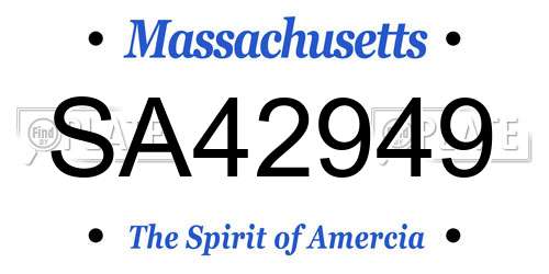 SA42949 Massachusetts License Plate