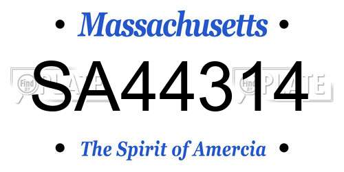 SA44314 Massachusetts License Plate