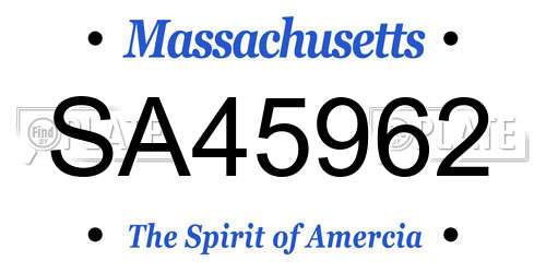 SA45962 Massachusetts License Plate