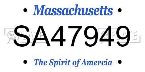SA47949 Massachusetts License Plate