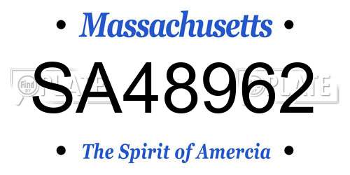 SA48962 Massachusetts License Plate