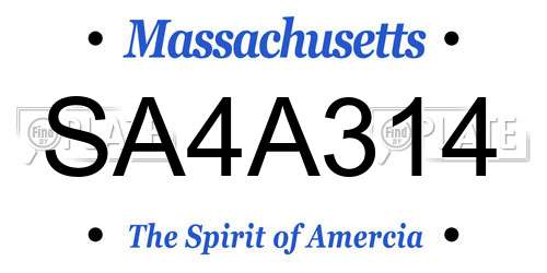SA4A314 Massachusetts License Plate