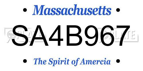 SA4B967 Massachusetts License Plate