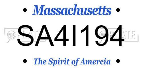 SA4I194 Massachusetts License Plate