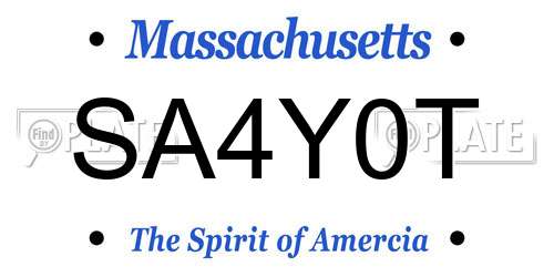 SA4Y0T Massachusetts License Plate