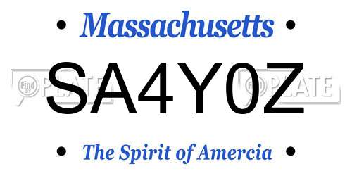 SA4Y0Z Massachusetts License Plate