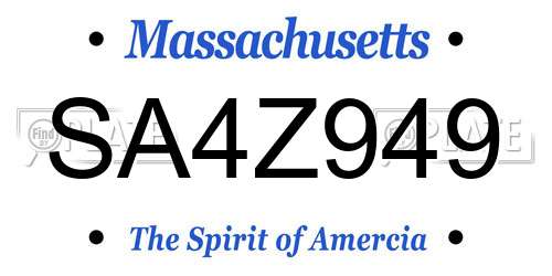 SA4Z949 Massachusetts License Plate