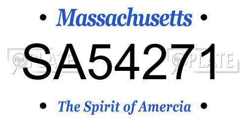 SA54271 Massachusetts License Plate