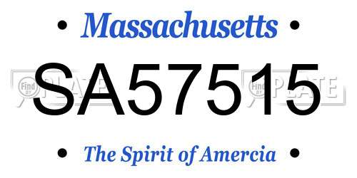 SA57515 Massachusetts License Plate