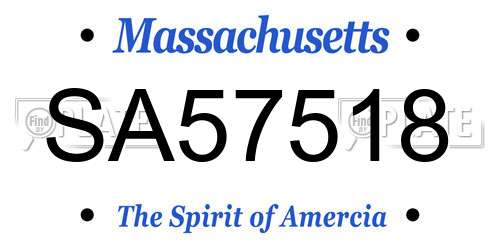 SA57518 Massachusetts License Plate