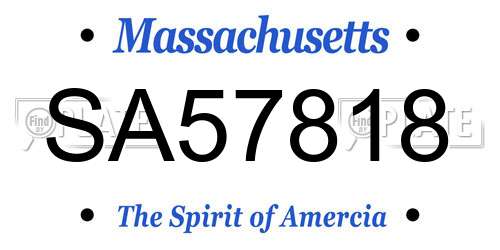 SA57818 Massachusetts License Plate