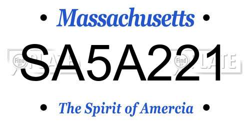 SA5A221 Massachusetts License Plate