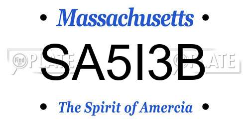 SA5I3B Massachusetts License Plate