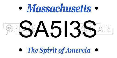 SA5I3S Massachusetts License Plate