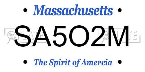 SA5O2M Massachusetts License Plate