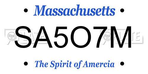 SA5O7M Massachusetts License Plate