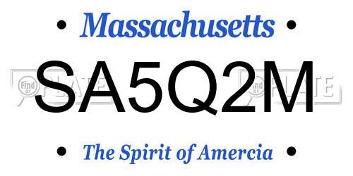 SA5Q2M Massachusetts License Plate