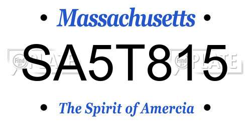 SA5T815 Massachusetts License Plate