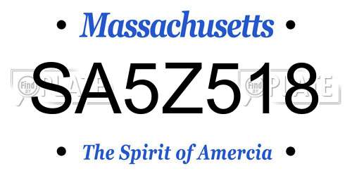 SA5Z518 Massachusetts License Plate