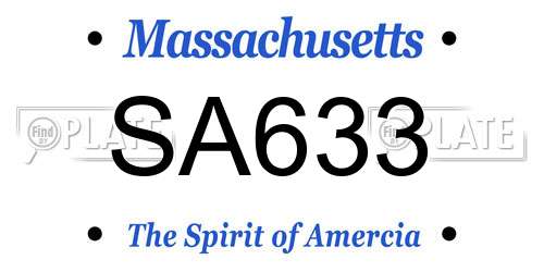 SA633 Massachusetts License Plate