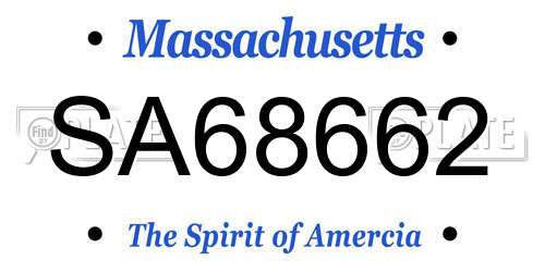 SA68662 Massachusetts License Plate