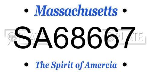 SA68667 Massachusetts License Plate