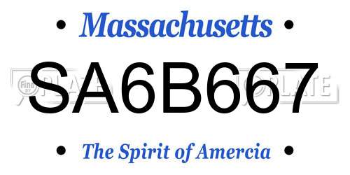 SA6B667 Massachusetts License Plate