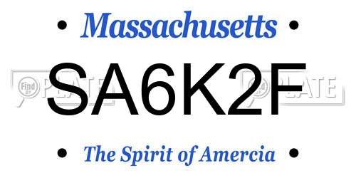SA6K2F Massachusetts License Plate