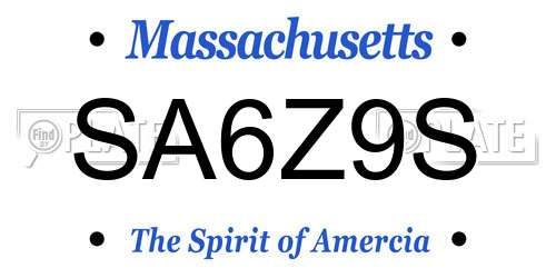 SA6Z9S Massachusetts License Plate