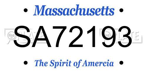 SA72193 Massachusetts License Plate