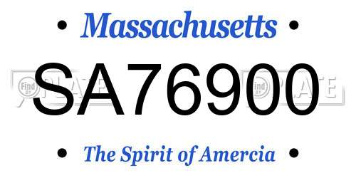 SA76900 Massachusetts License Plate